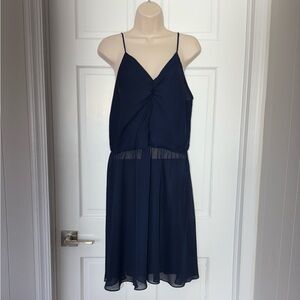 ASOS Boudoir Navy Midi Slip Dress Spaghetti Strap Flowy Summer Size S
